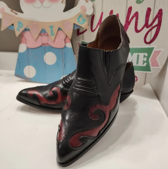 Vintage EUC 80'S NINE WEST Aviva Leather Cowgirl Slip On Ankle Booties, 🖤, 7.5 - Picture 2 of 16